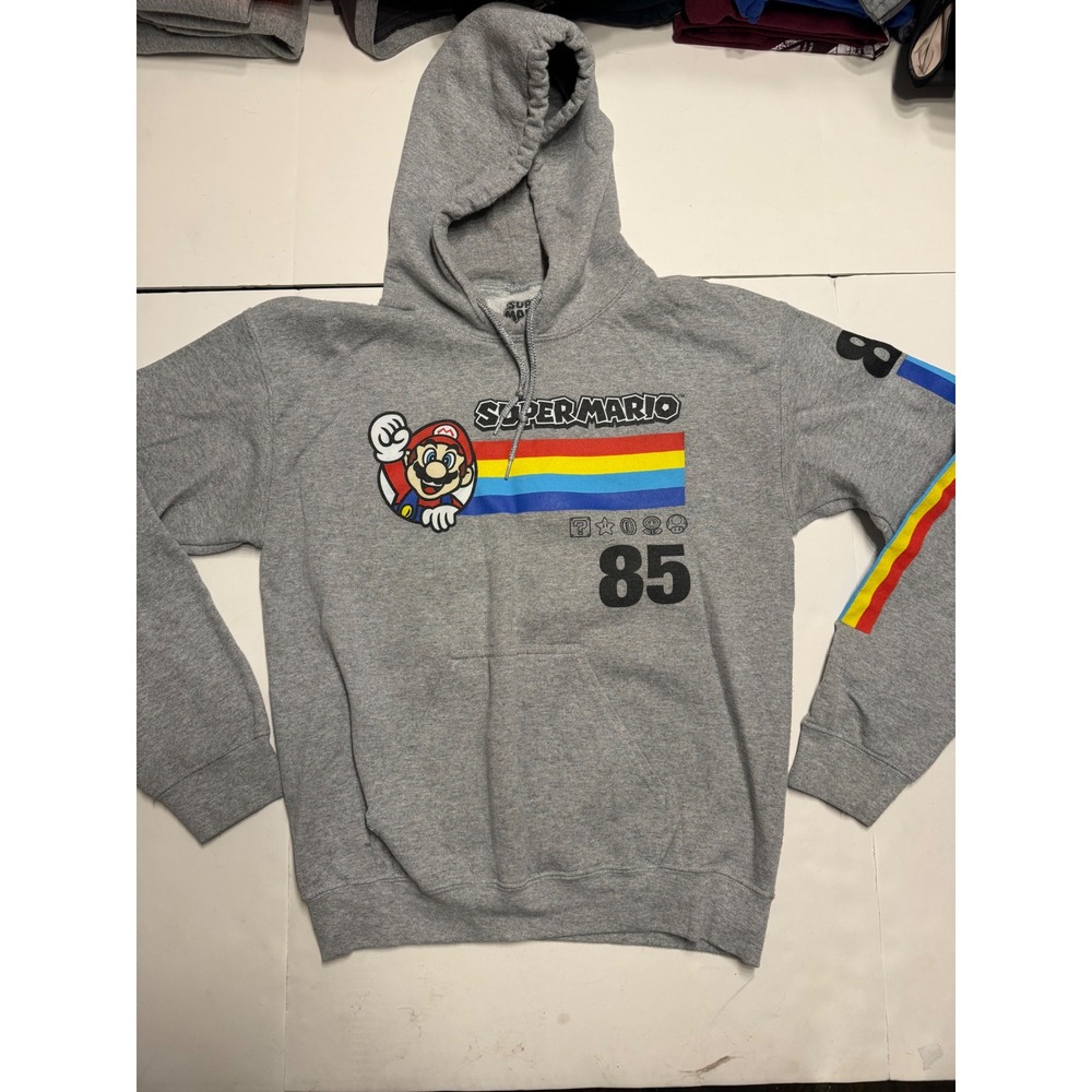 Nintendo Super Mario Bros 85 Graphic Hoodie Gray Geeknet Mens Small Rainbow
